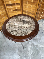 Round Side Table with Metal Base