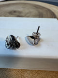 Etched Heart Sterling Silver Stud Earrings