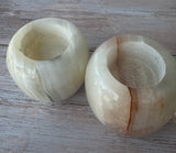 Pair of Natural Onyx Marble Vintage Tea Light Holders