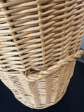 Woven Wicker Cylindrical Lidded Hamper