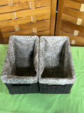 Espresso Tone Baksets with Fabric Liners, Set of 2