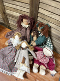 Basket of Cloth/Fabric Dolls, 5 pc