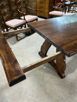 Thomasville Dining Table with 2 Leaves, 6 Chairs, and Table Pads