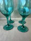Set Of 4 Teal Wine Glasses - 2 Sets Available - PRICED INDIVIDUALLY