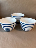 Set Of 3 Blue And White Striped Bowls