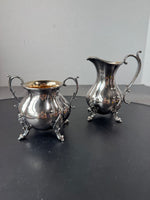 (D) Reed & Barton MCM Vintage Winthrop Silver Plate Small Creamer & Double Handled Sugar Bowl