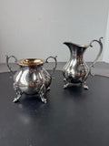 (D) Reed & Barton MCM Vintage Winthrop Silver Plate Small Creamer & Double Handled Sugar Bowl
