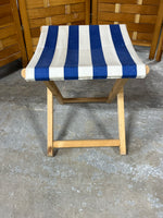 Folding Seat, blue/white fabric