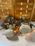 Pair of Faux Christmas Trees with Burlap Base; with Light Strands, 22"H