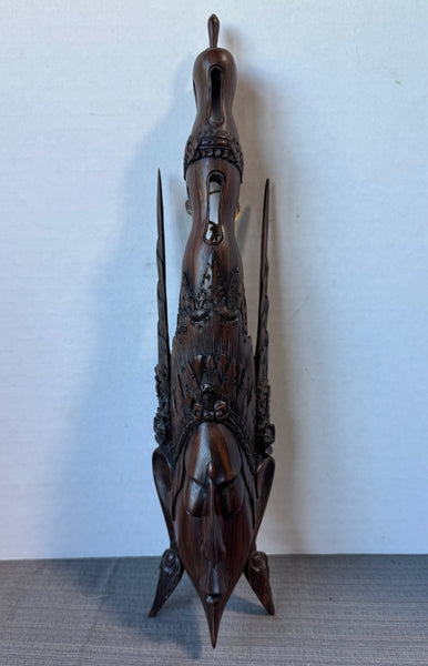 (B) Vintage Indonesian Hand Carved Wooden Buddha Totem Mask