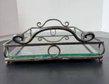Floral Embossed Glass Top Metal Vanity Tray