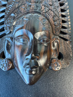 (C) Vintage Hand Carved Wooden Balinese Goddess Mask