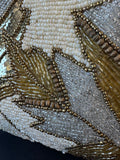 Bead Embroidered Fall Leaf Throw Pillow