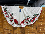 White Velvet Cardinal Christmas Tree Skirt