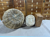 Woven Baskets With Handles, Set of 3