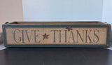 Give Thanks Primitive Style Wooden Planter or Storage Box with Leather Handles