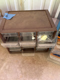 Two Multi-Drawer Storage Caddies w/a Few Assorted Items Inside