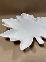(B) White Ceramic Leaf Tray