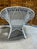 White Wicker Chair, NO CUSHIONS/SITS LOW