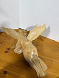 Hand Carved Cherub Playing Harp READ DESCRIPTION