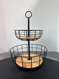 Threshold 2-Tier Metal And Wood Fruit Basket