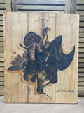 Vintage Hanging Game Barn Door Print  on Canvas by A.H. Van Meter; Signed (AS IS)