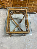 Rattan Glass Top Side Table