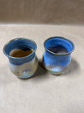 Pair Of Earth Tone Indented Pottery Cups