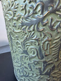 Rustic Green Embossed Large Metal Planter