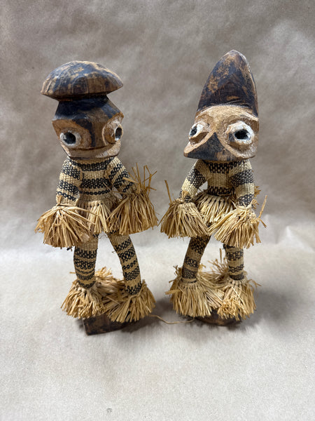 (B) Pair Of African Pende Mingangi Congo Raffi Wood Figurines