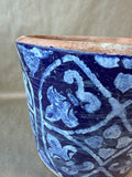 Blue Painted Terra Cotta Planter