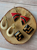 Trio of Enamel Gold Tone Vintage Earrings (A)