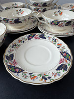 18-Piece Grindley Marlborough England Strathcona Cream Soup Bowls & Saucers Set