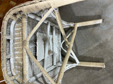 Tan Painted Wicker Ottoman- No Cushion