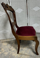 French Style Carved Vintage Side Chair with Velvet Seat