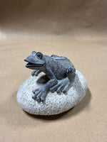 Resin Frog On Stone Decor