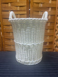 White Wicker Tall Round Basket with 2 Handles/Laundry Hamper Basket