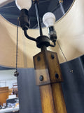 Wood Look Metal Double Pull Chain Floor Lamp (WORKS)