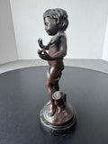 Signed Auguste Moreau Le Petit Violoniste Bronze Sculpture on Marble Base AS IS (READ DESCRIPTION CAREFULLY)
