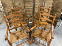 Set of (4) Ladder Back Chairs with Rush Seats