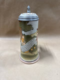 (C) German Beer Stein With Pewter Jester Tip Back