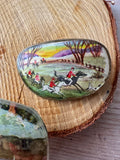 Pair of Scenery Hand Made Transfer Art Brooches