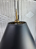 Pair of Chapman Cast Brass Buffet  Candlestick Lamps with Original Black Shades (WORKS)