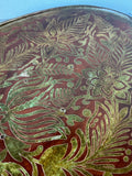 Oval Vintage Copper Carved Pedestal Tray