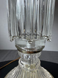 Pressed Glass Brass Vintage Table Lamp (WORKS)