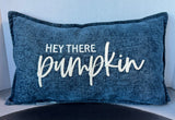 Hey Pumpkin Navy Blue Chenille Throw Pillow