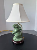 Green Crackled Ceramic Bunny Rabbit Vintage Lamp (WORKS)