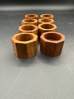 Set Of 8 Octagon Teak Wood Napkin Rings