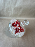 Red And White Clear Glass Floral Paper Weight