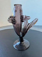 Amethyst Blenko Style Blown Flass Open Mouth Fish Vase